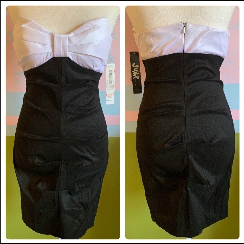 JUMP Apparel B&W Strapless Cocktail Dress Sz 8 NWT